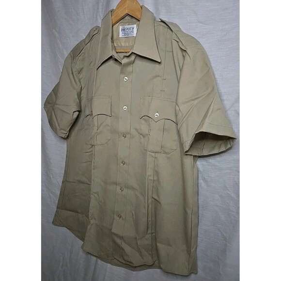 The Deputy Short Sleeve Button Shirt, Sz 16½, USA Made Khaki - Picture 3 of 9